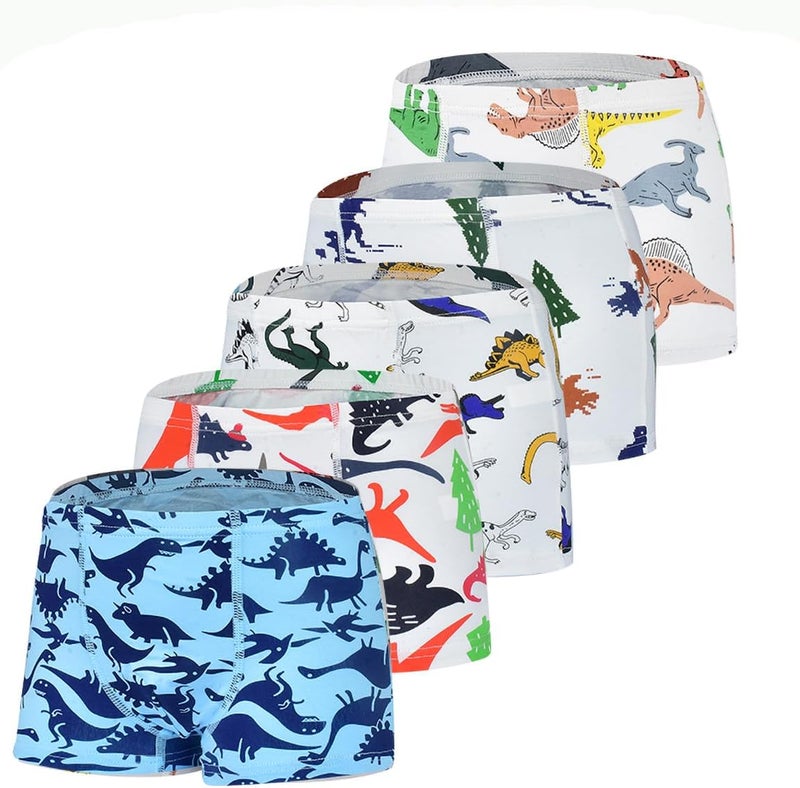 Tphon Boys Boxer Briefs, Toddler Kids Soft Cotton Underwear 4/5 Pairs Little Big Boy Dinosaur Shark Shorts Set - Image 1